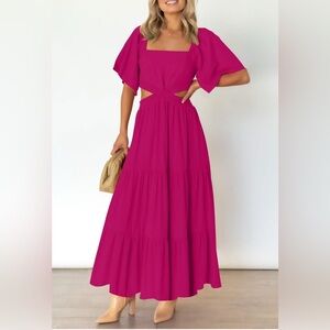 Pink Cut-out Maxi Dress
